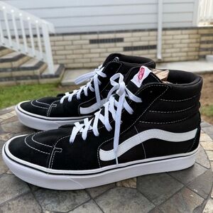 Vans Comfycush Sk8-Hi Black/White Canvas Suede High Top Men Size 13